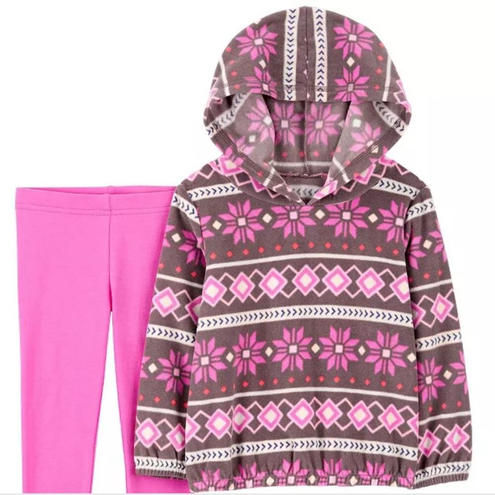 NWT Carter’s Baby Girl 2-Piece Fair Isle Fleece Pullover & Leggings Set Size 9 M